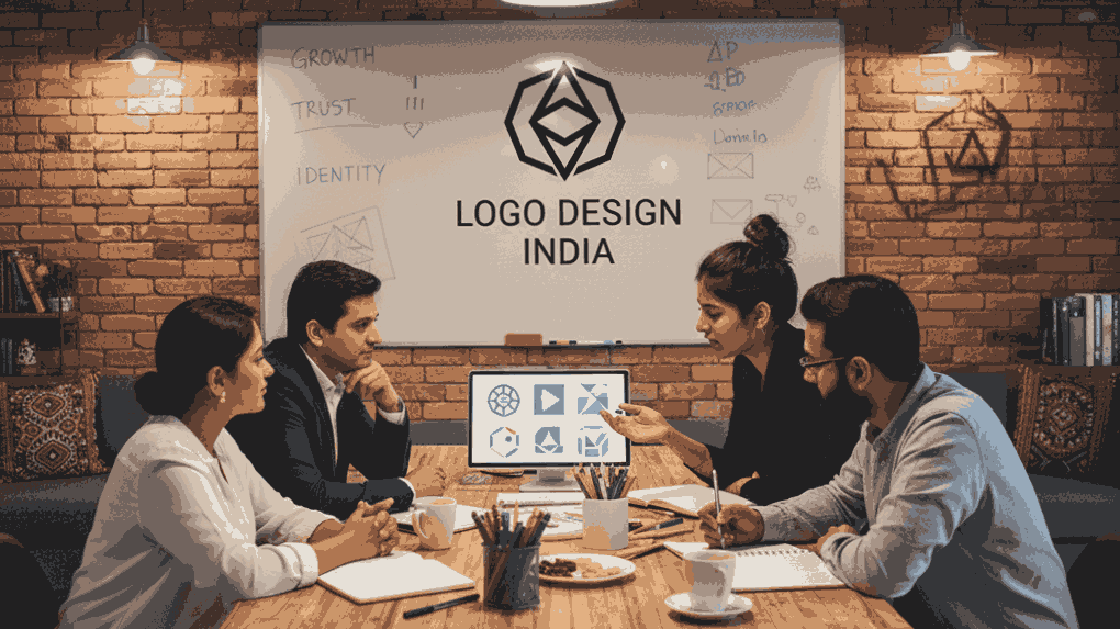 Professional logo designer team in Vishrantwadi Pune working on brand identity project