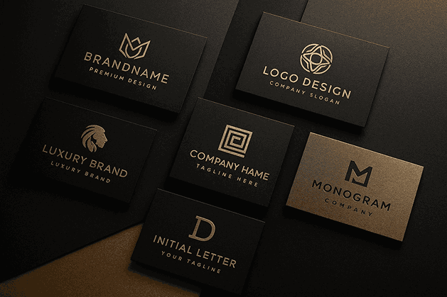 Luxury branding mockup created by Logo Designer in India with premium logo design cards