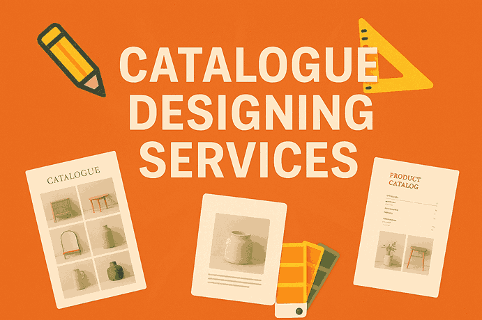 Catalogue designing services cover image showing product catalog layouts and design elements