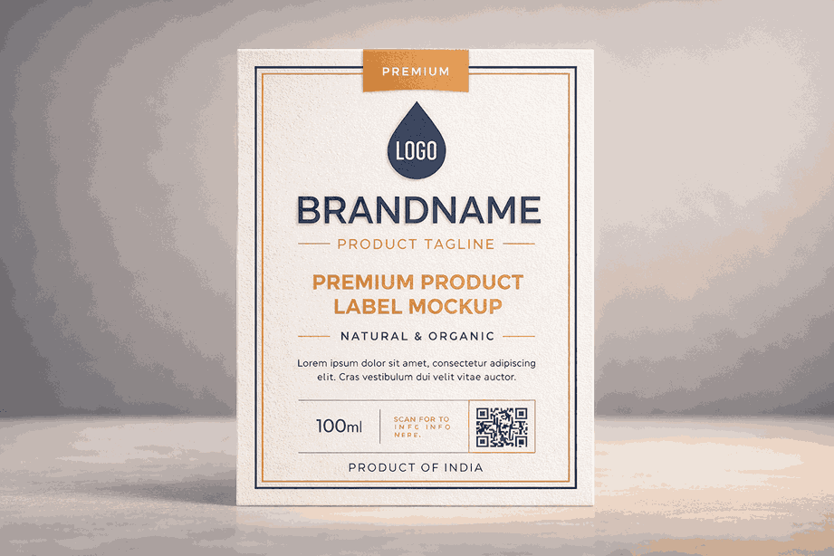Premium product label mockup designed by a professional LABEL DESIGNER with bold branding and clean typography