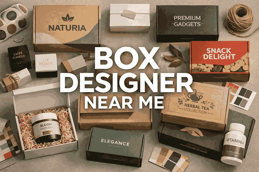 Box designer near me cover image featuring modern box packaging designs and premium product boxes