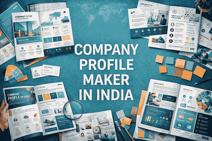 Company Profile Maker in India cover image showcasing professional company profile design layouts and corporate branding elements