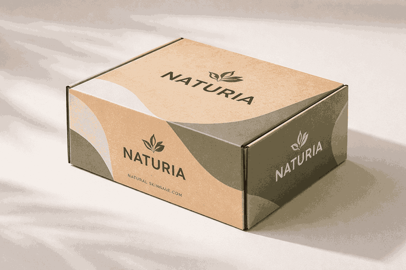 Modern box packaging design by a professional box designer near me featuring a branded cardboard box with premium print finish