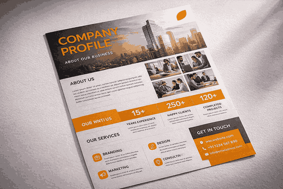 Premium company profile design mockup showcasing professional corporate branding and layout