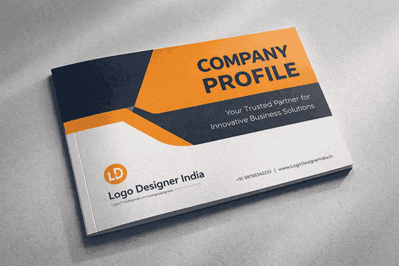 Premium company profile mockup designed by a Company Profile Designer in India featuring structured layout, bold branding, and professional typography
