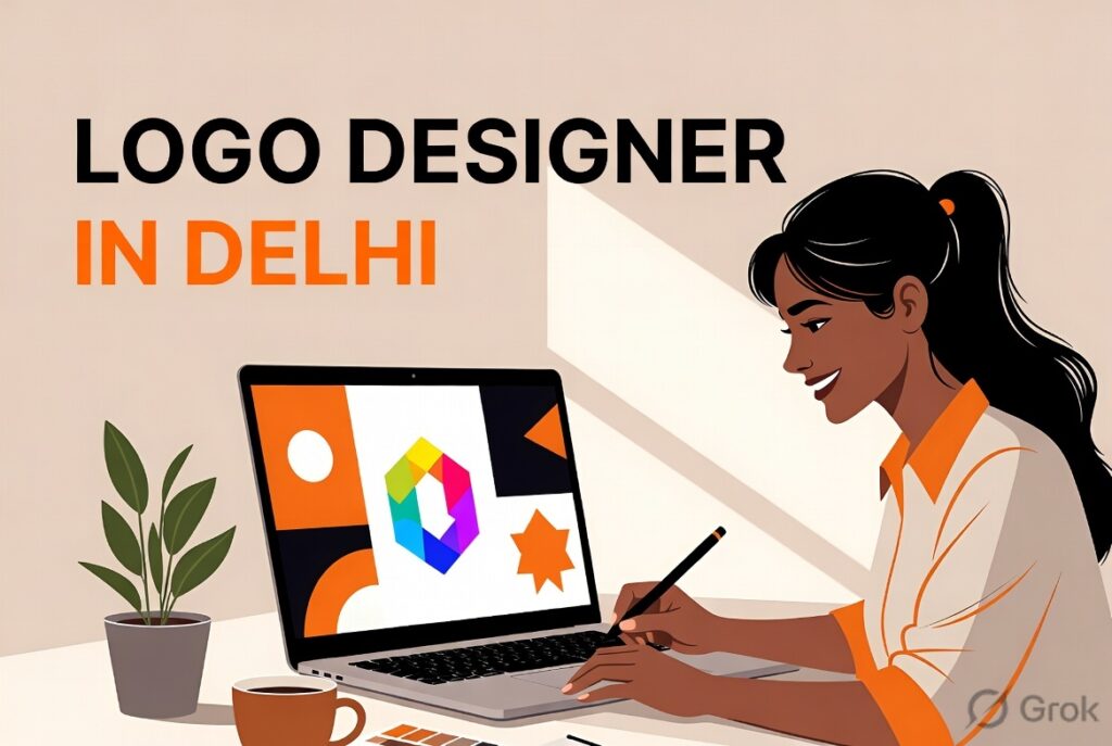 Logo Designer in Delhi working on creative logo design project