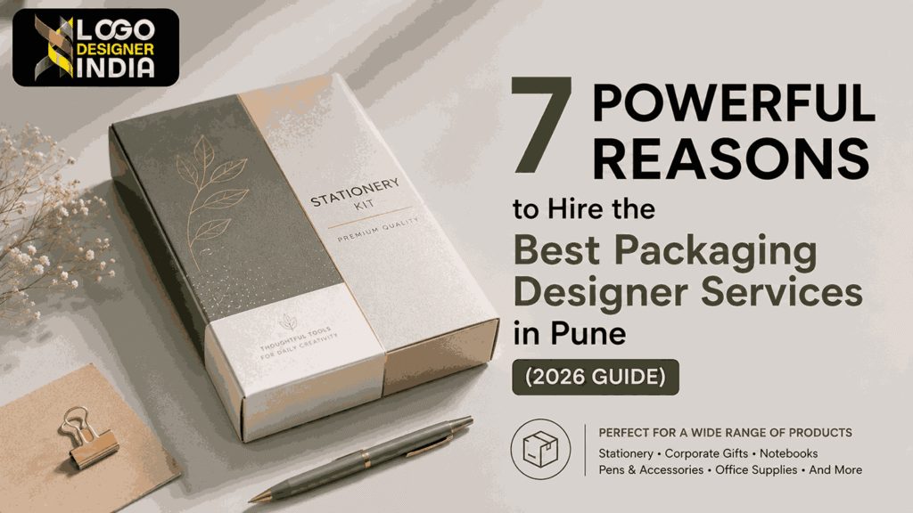 Premium stationery packaging box design showcasing the best Packaging Designer Services in Pune with minimalist branding and modern packaging concepts.