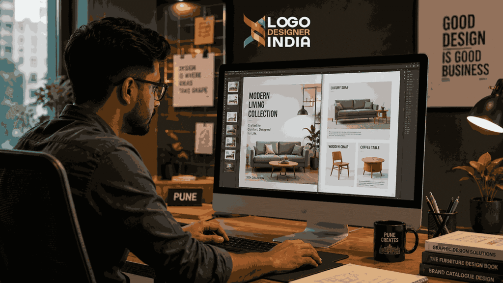Best catalogue designer in Pune City creating a furniture product catalogue