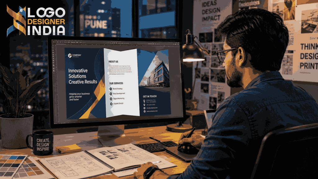 Brochure design provider in Pune creating a custom tri-fold brochure layout