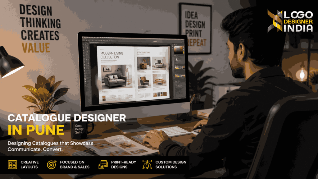 Professional Catalogue Designer In Pune working on product catalogue layout