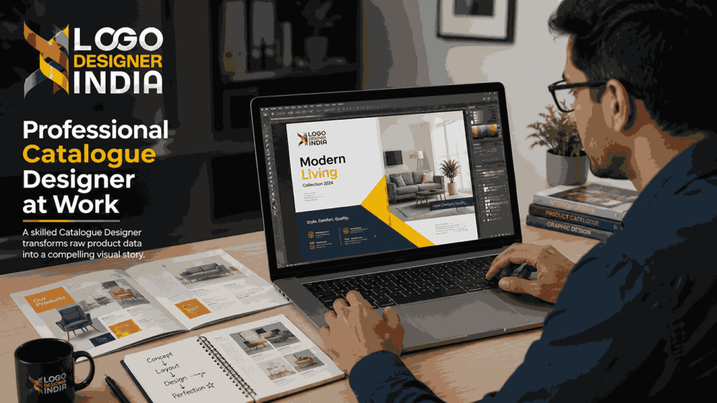 Catalogue Designer creating a professional product catalogue layout