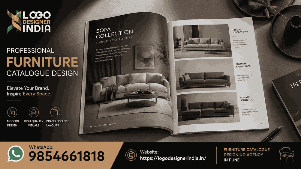 Furniture catalogue designing agency in Pune showcasing sofa collection layout