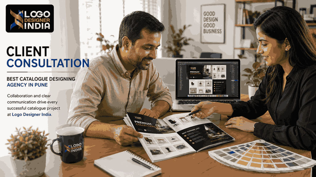 Business consultation with the best catalogue designing agency in Pune, Logo Designer India
