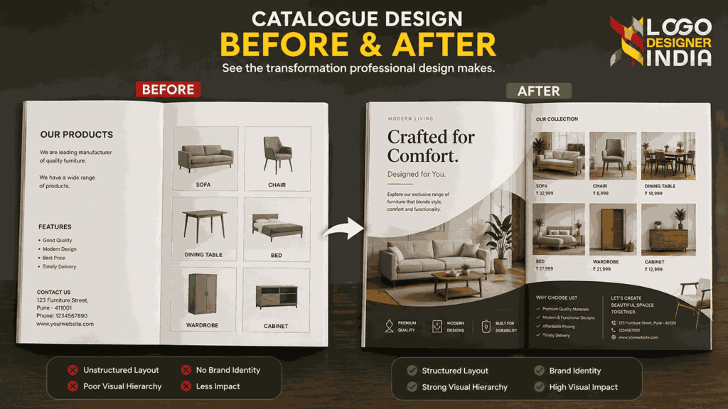 Before and after catalogue redesign by expert Catalogue Designer In Pune