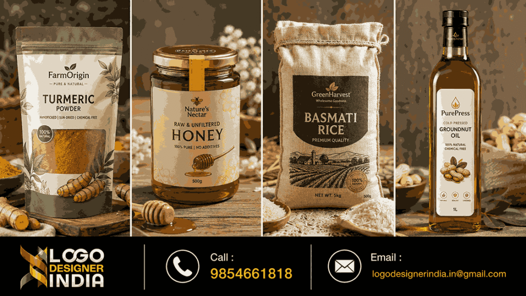 Types of Agriculture Product Packaging Design Services In Pune for spices, oils, and grains