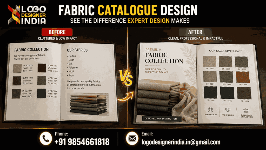 Before and after design by fabric catalogue designers in Pune