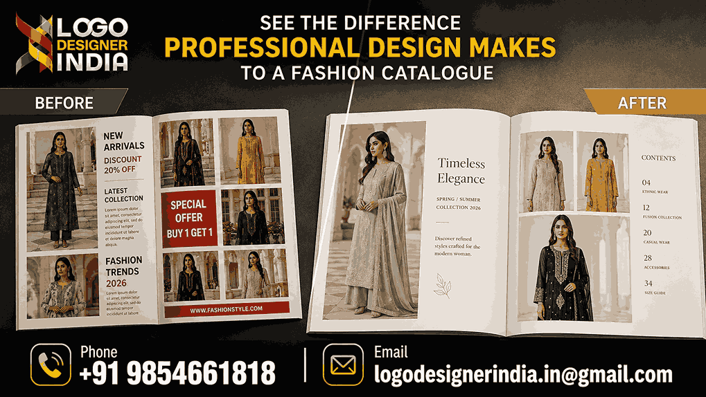 Before and after fashion catalogue designing services in Pune transformation