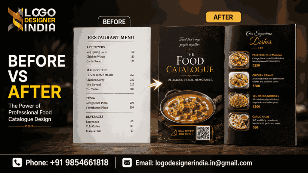 Food catalogue designer in Pune creating a digital menu mockup