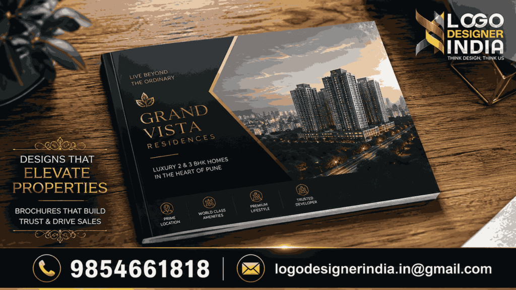 Best real estate brochure designer Pune - luxury apartment brochure mockup