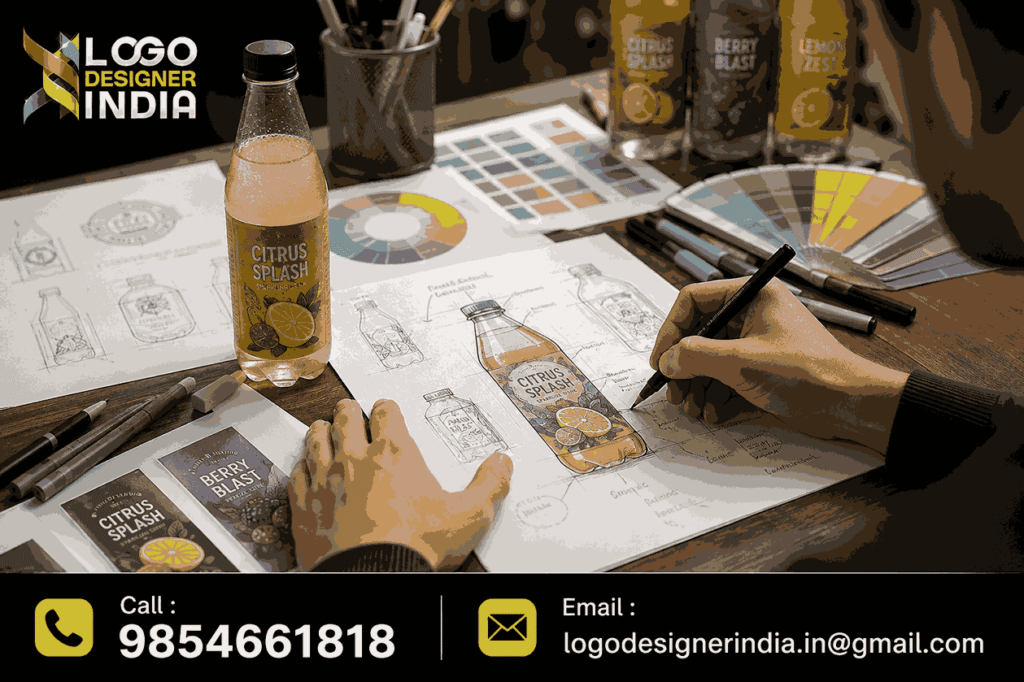 Label design process by a Beverages Packaging Design company in Pune
