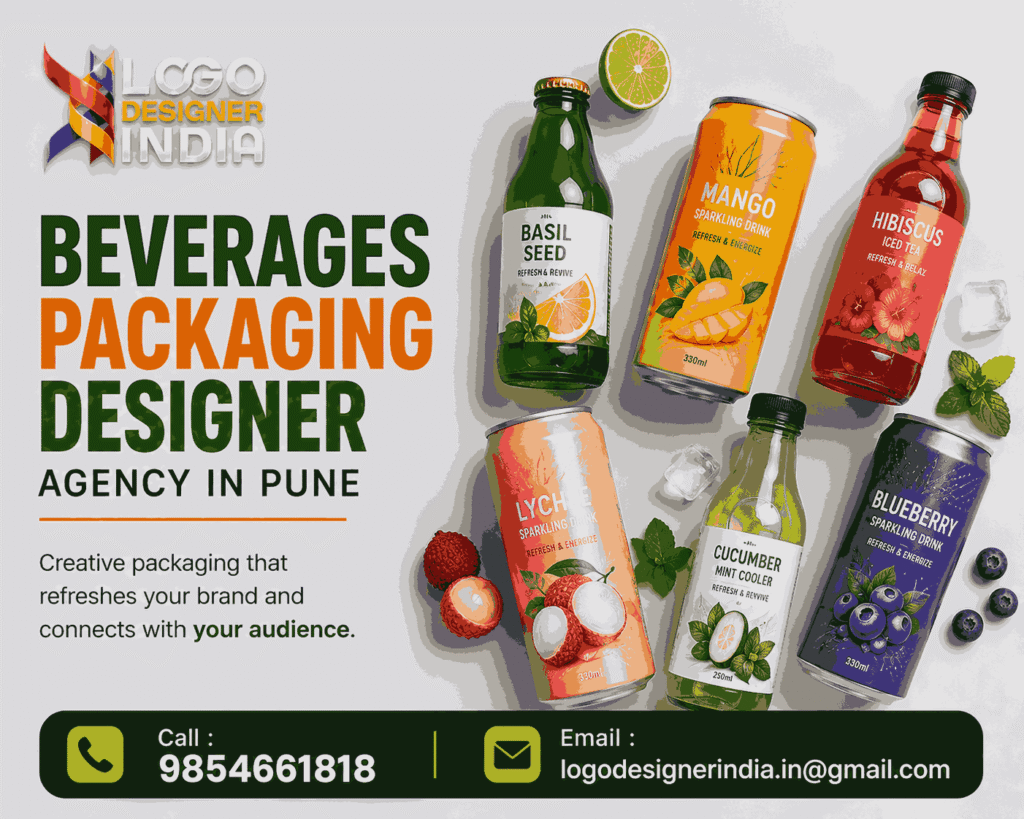 Beverages Packaging Design company in Pune showcasing modern bottle designs