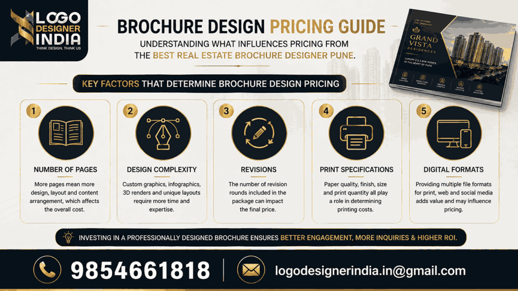 Best real estate brochure designer Pune pricing factors infographic