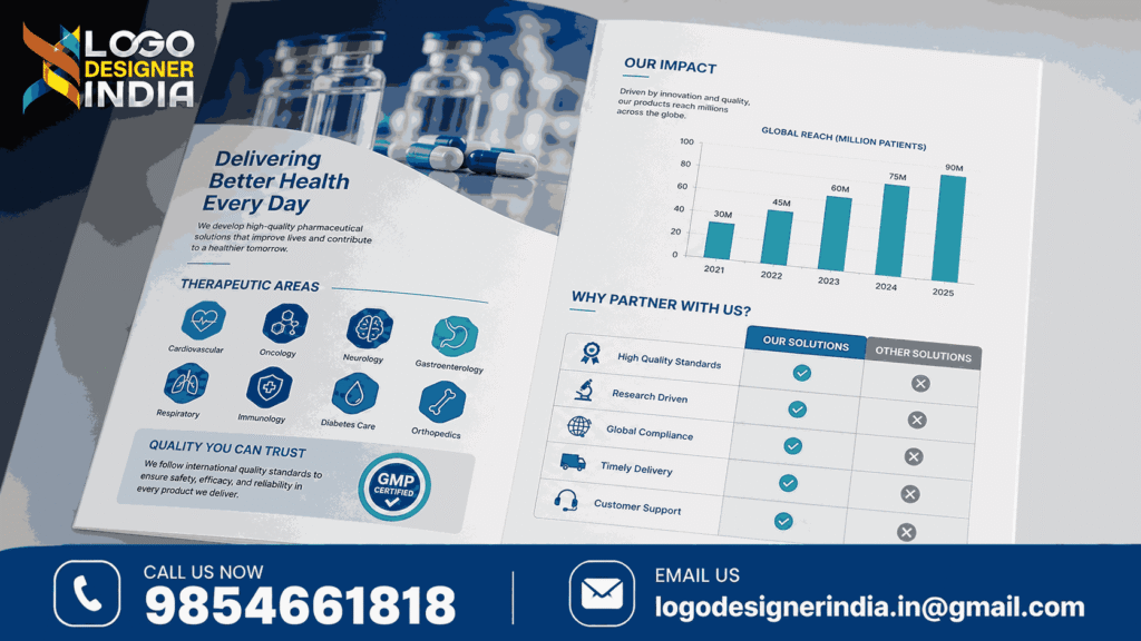 Brochure designing services for pharmaceutical company data visualization example