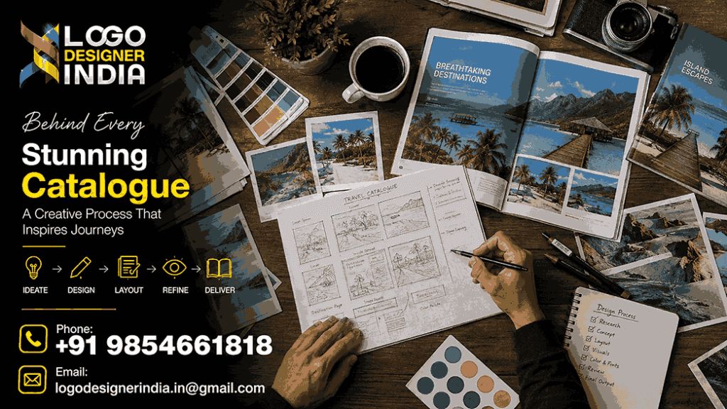 Design process followed by a custom destination catalogue designing agency for travel brands