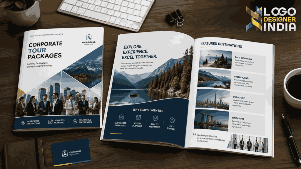 Corporate tour package catalogue designing company sample mockup
Title: Professional Corporate Tour Catalogue Design