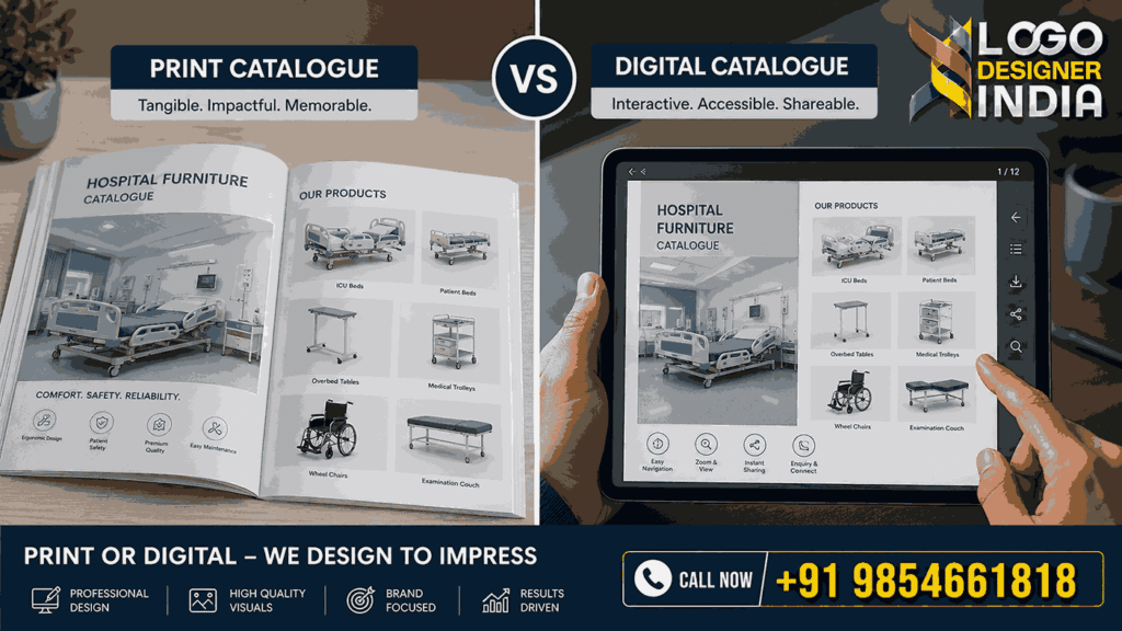 Print and digital catalogue formats by hospital furniture catalogue designers in Pune