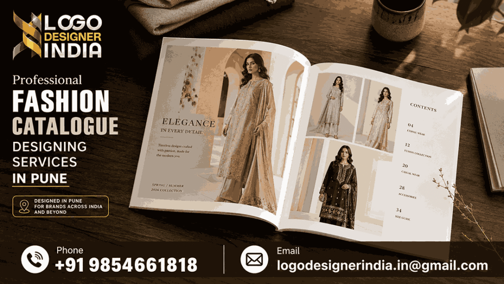Fashion catalogue designing services in Pune – elegant catalogue layout mockup