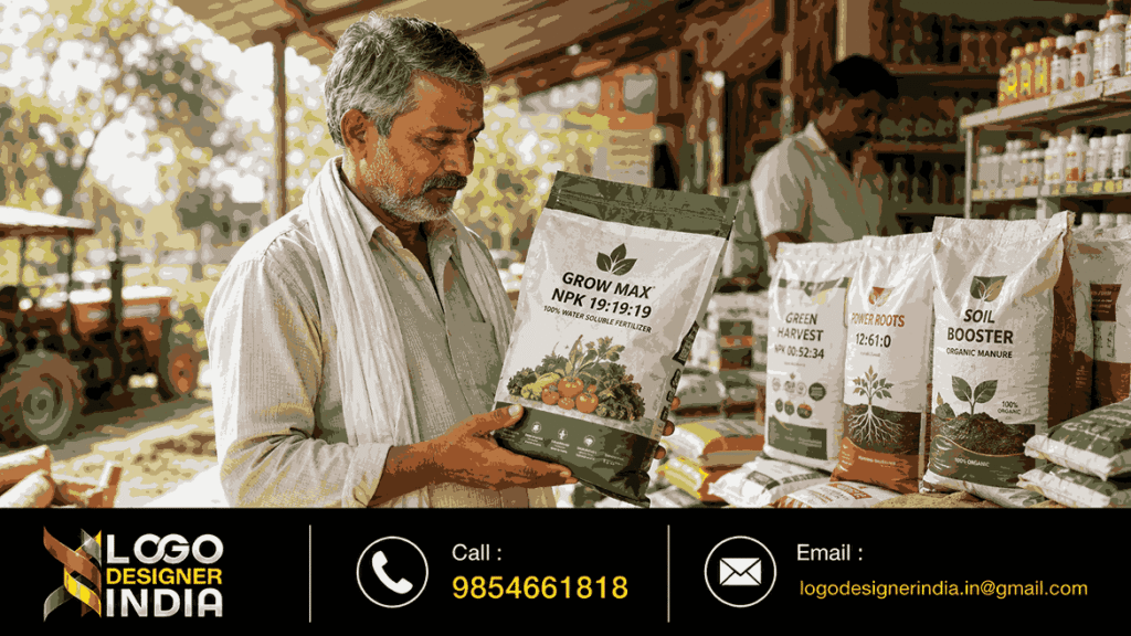 Farmer choosing fertilizer packaged by Fertilizer Packaging Design Company In Pune