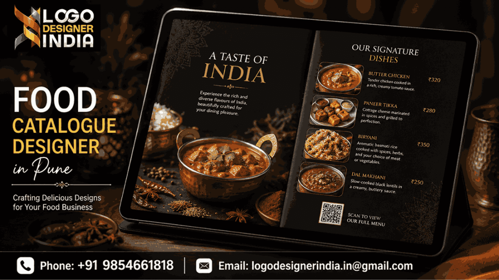 Food catalogue designer in Pune creating a digital menu mockup