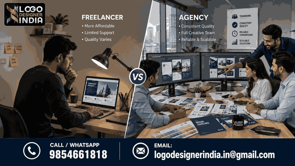 Freelance vs brochure design agency in Pune for professional brochure design