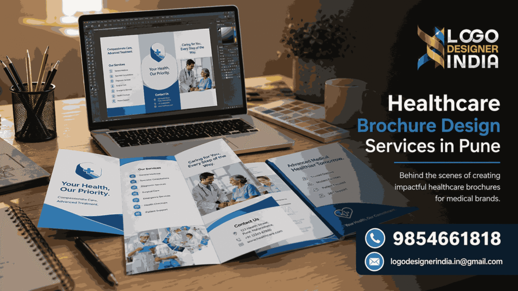 Top Healthcare Brochure Designer in Pune working on medical brochure layouts