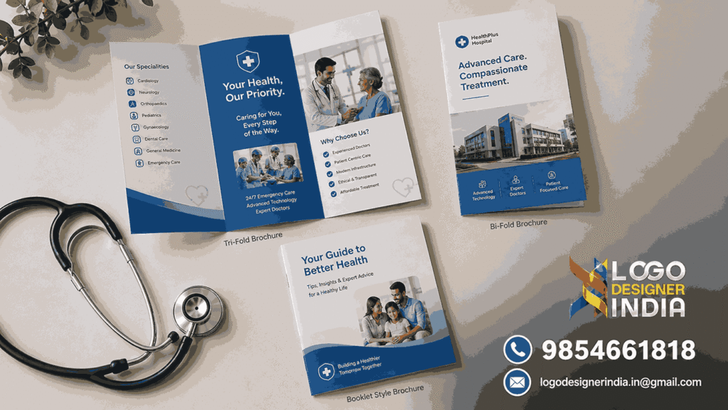 Different healthcare brochure formats designed by the Top Healthcare Brochure Designer in Pune