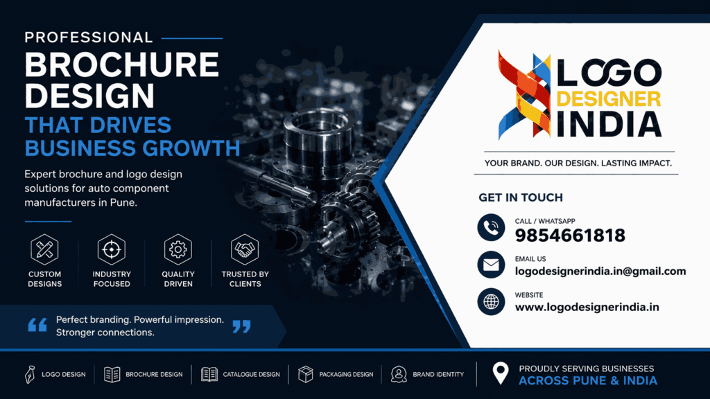 Contact Logo Designer India, auto component manufacturing unit brochure designer in Pune