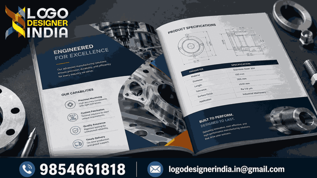 Elements used by the best manufacturing brochure designing agency in Pune for technical clarity