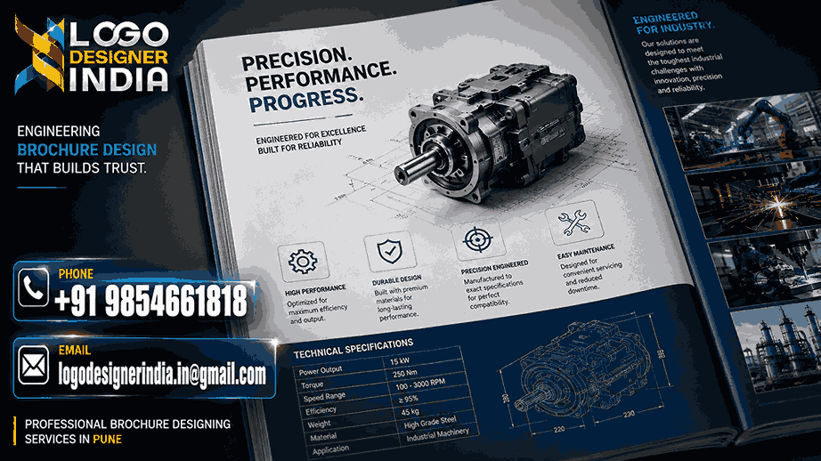 Modern layout from engineering product brochure designing services in Pune