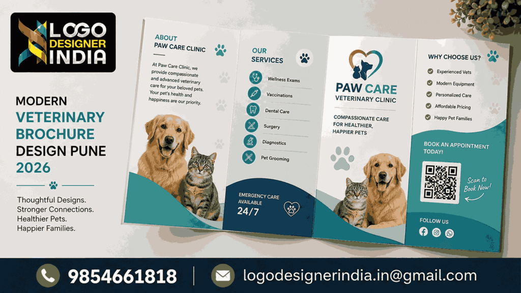Modern trifold brochure by a Veterinary brochure designer in Pune
