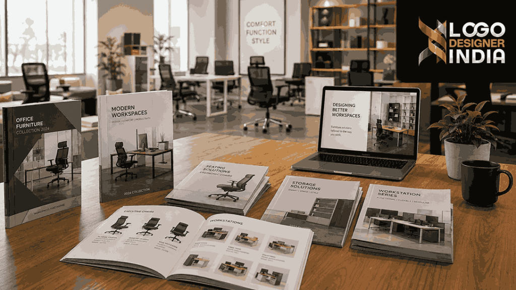 Office furniture catalogue designers in Pune showcasing a modern catalogue