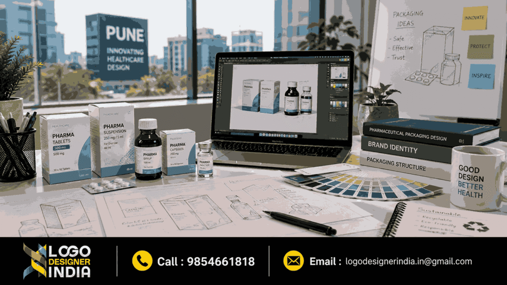Pharmaceutical Product Packaging Design Studio In Pune working on carton and blister pack design