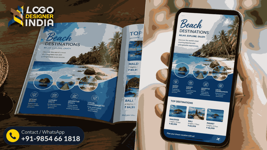 Print and digital catalogue formats by travel tour catalogue designers