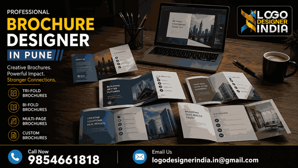 Professional brochure designer in Pune showcasing different brochure formats