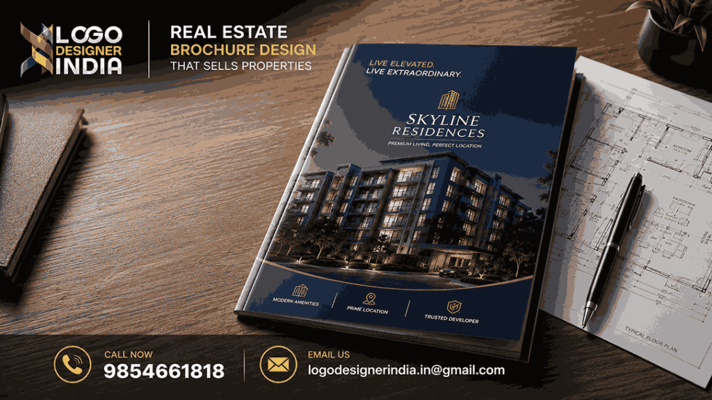 Real Estate Brochure Designer in Pune creating a professional property brochure