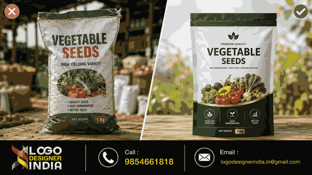 Before and after comparison from a Seeds Packaging Design Company In Pune