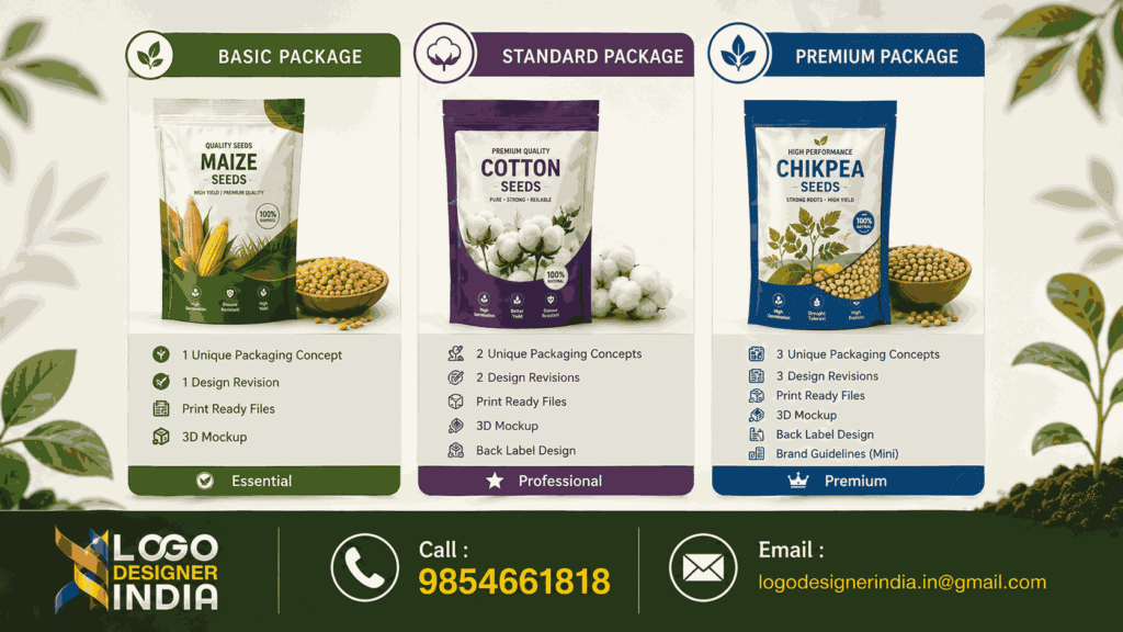 Seeds Packaging Design Company In Pune pricing and package tiers.