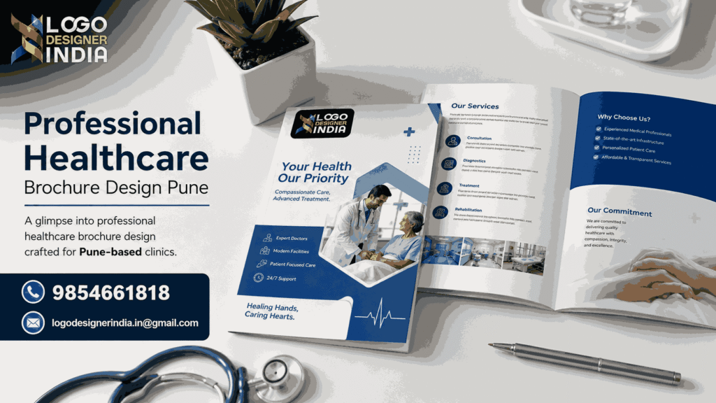 Top Healthcare Brochure Designer in Pune working on medical brochure layouts
