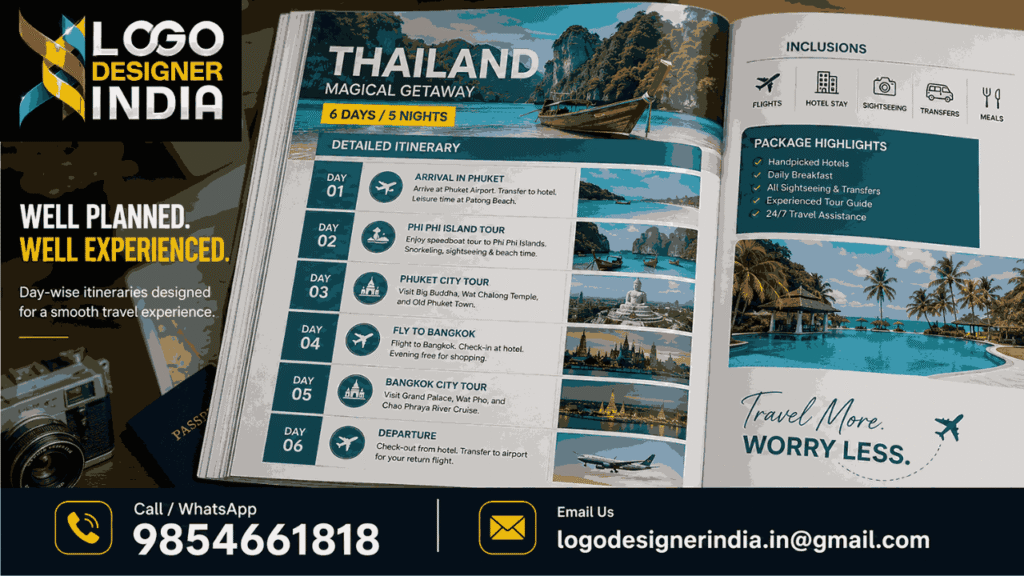 Itinerary layout example from Holiday Package Catalogue Design Services