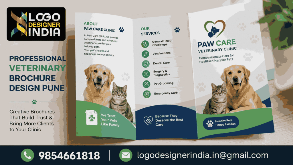 Veterinary brochure designer in Pune creating a modern clinic brochure
